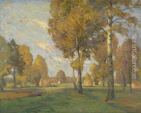 Herbstliche Landschaft Im Spreewald Oil Painting - Richard Hermann Eschke