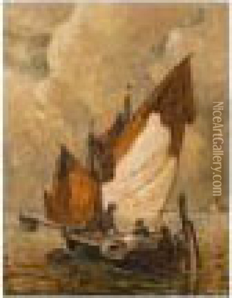 Fishing Boat Oil Painting - Ludwig Dill