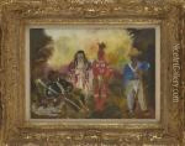 Les Chasseurs Oil Painting - Charles Georges Dufresne