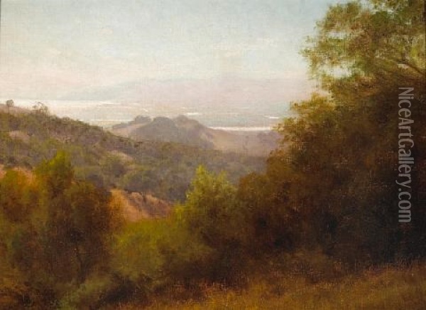 A View Of The Bay (sausalito?) Oil Painting - Charles Dorman Robinson