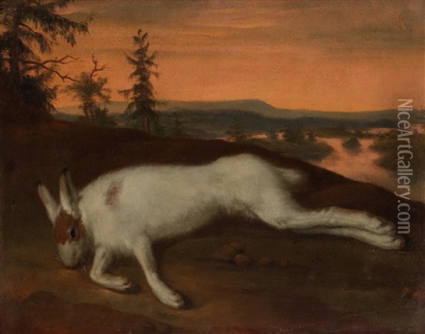 Landscape With A Dead Hare Oil Painting - David Klocker Von Ehrenstrahl