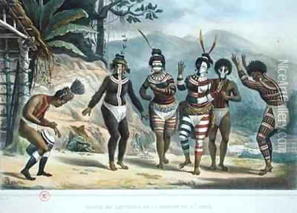 Indians dancing at the San Jose Mission Oil Painting - Jean Baptiste Debret