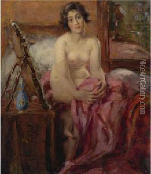 Nude Portrait Oil Painting - Vitali Gavrilovitch Tikhov