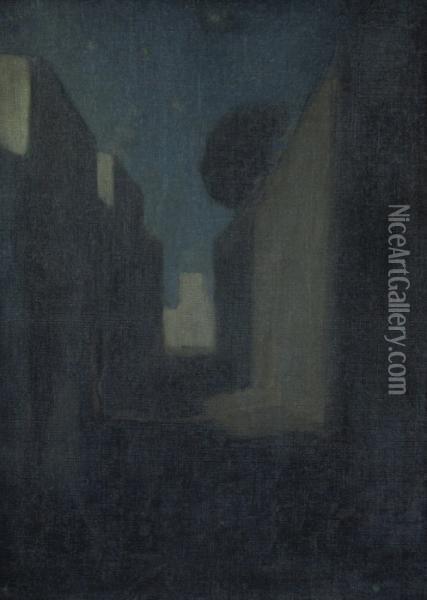 Street In Tangiers, Moonlight Oil Painting - Mary Mccrossan