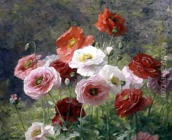 Cluster of Poppies Oil Painting - Louis Marie Lemaire