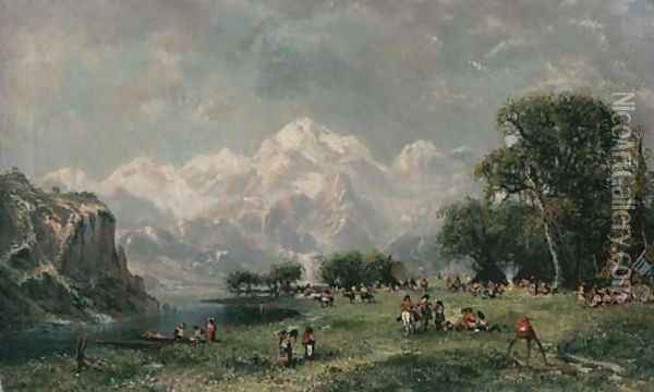 Sioux Encampment in the Rocky Mountains Oil Painting - Ramsome Gillet Holdredge