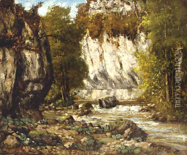 Riviere et falaise Oil Painting - Gustave Courbet