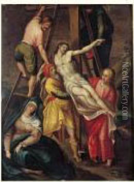 La Descente De Croix Oil Painting - Ambrosius Francken I