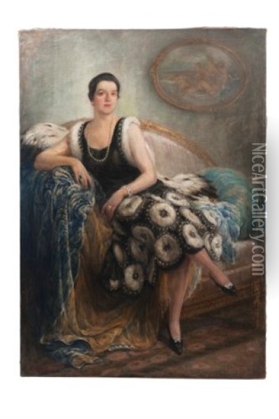 Retrato De La Princesa Irina Alexandrovna De Rusia Oil Painting - Jules Lentrein