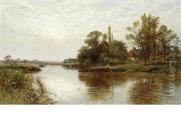 Medmenham, Buckinghamshire (+ Overcourt Ferry, Near Swansea; Pair) Oil Painting - Alfred Glendening Jr.