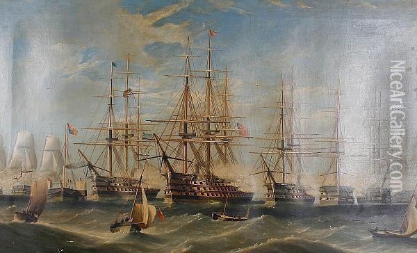 The Grand Naval Review Oil Painting - Richard Barnett Spencer