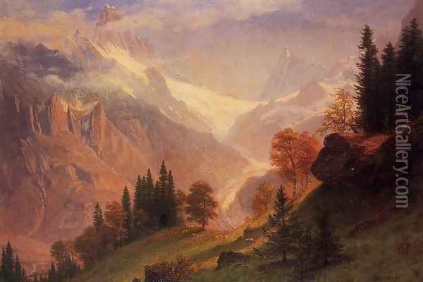 View Of The Grindelwald Oil Painting - Albert Bierstadt