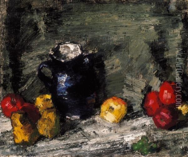 Still-life With Apples Oil Painting - Janos Vaszary