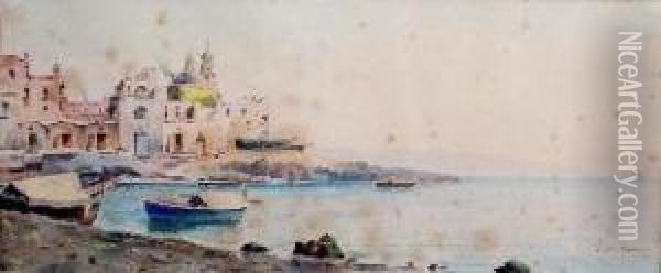 Paese Sulla Spiaggia Oil Painting - Vincenzo Loria