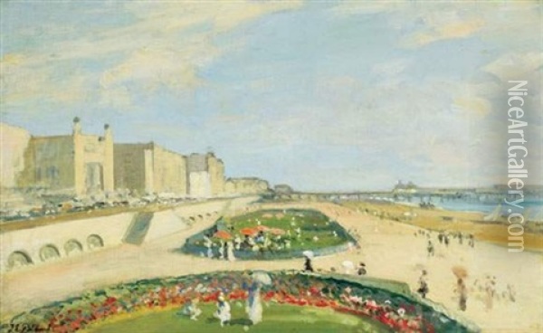 La Plage De Brighton Oil Painting - Jacques-Emile Blanche