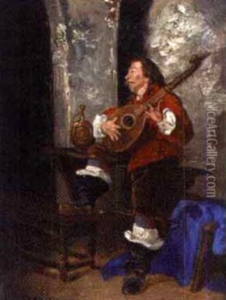 Le Mousquetaire Musicien Oil Painting - Ferdinand Victor Leon Roybet
