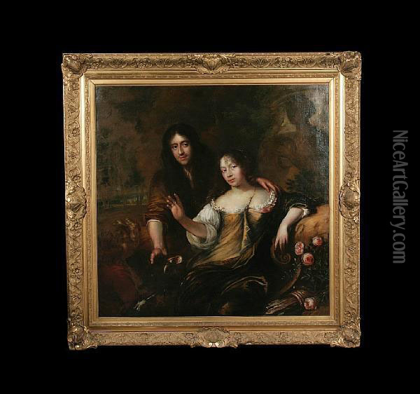 Portrait Of A Couple As Atalanta And Meleager Oil Painting - Jan De Baen Haarlem