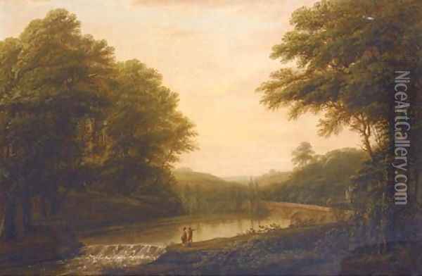 Figures in the grounds of Hestercombe, Somerset Oil Painting - Edmund Garvey