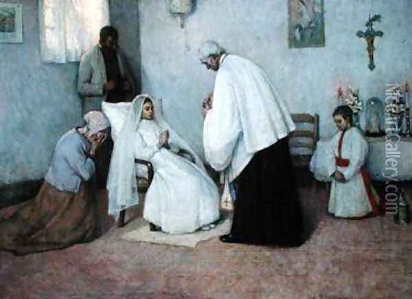 Communion in Extremis Oil Painting - Henri Eugene Augustin Le Sidaner