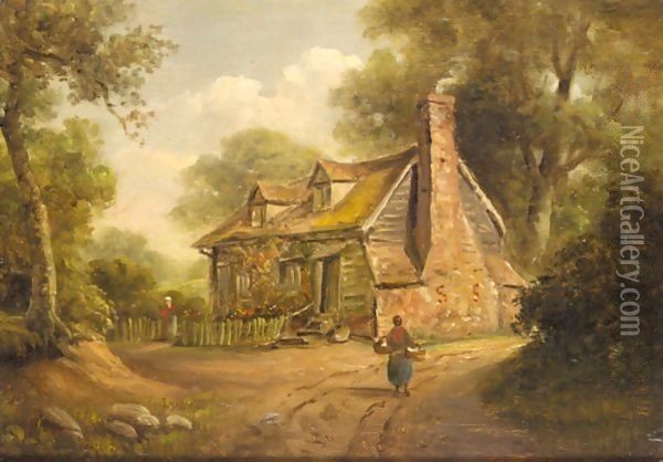 Cottage Scenes Oil Painting - John Moore Of Ipswich