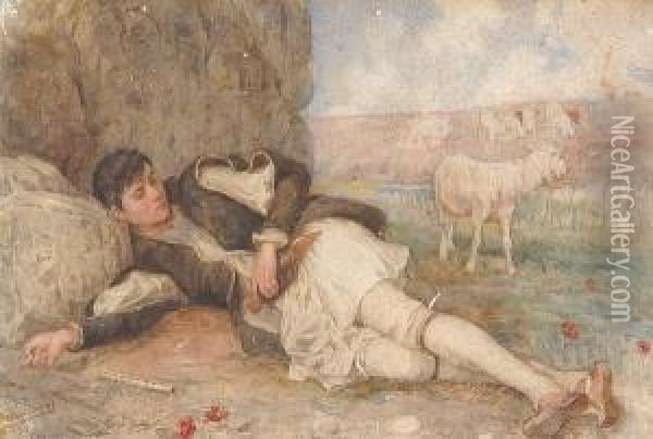 Shepherd Resting Oil Painting - Polychronis Lembessis