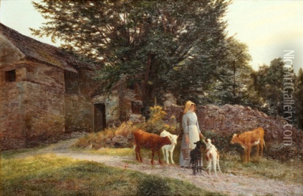 Farm Pets Oil Painting - William Sidney Cooper