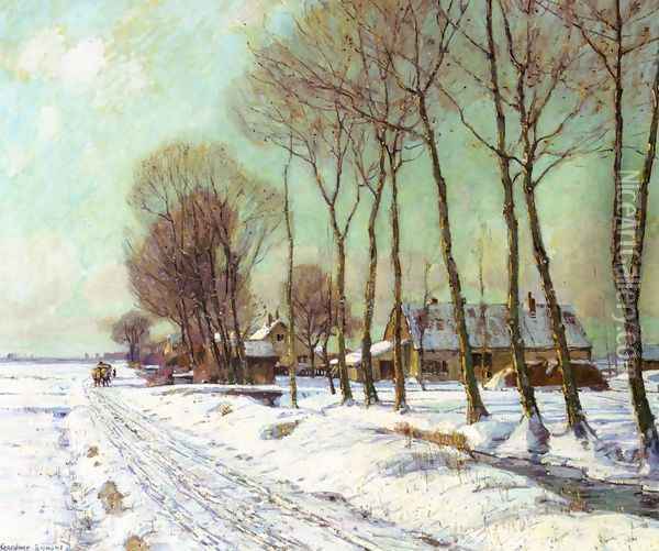 Snow Clad Fields in Morning Light Oil Painting - George Gardner Symons