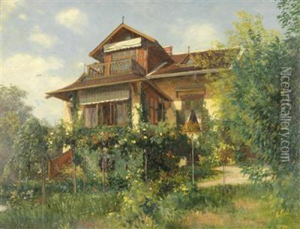Vorstadtvilla Mit Garten Oil Painting - Ernestine Von Kirchsberg