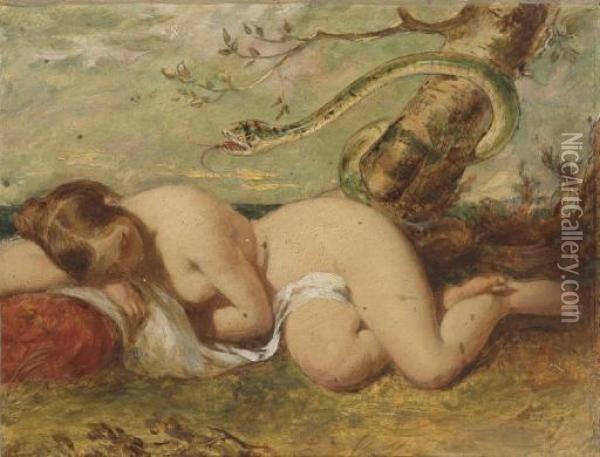 Eve Et Le Serpent Oil Painting - William Etty