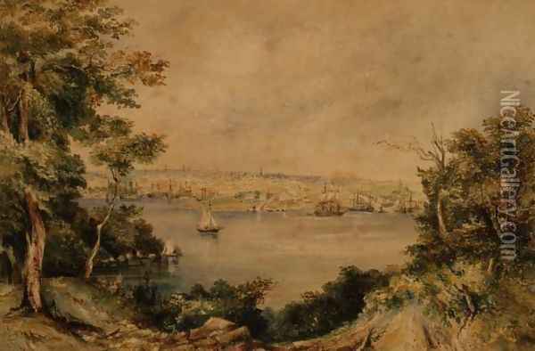 Sydney from Lavender Bay, 1868 Oil Painting - Maria Jane Scott
