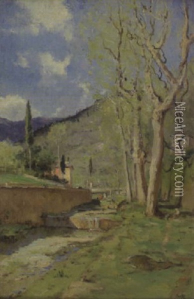 Paysage D'italie, Rapallo Oil Painting - Marie Joseph Leon Clavel