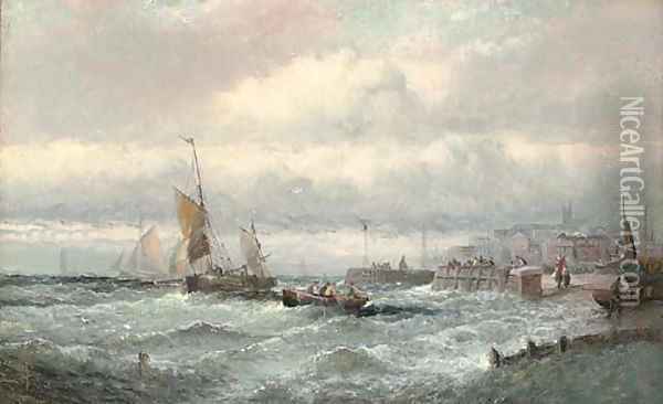 A stiff breeze off Ramsgate Oil Painting - William A. Thornley or Thornbery