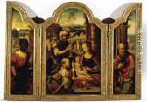 A Triptych: The Adoration Of The Magi Oil Painting - Pieter Coecke Van Aelst