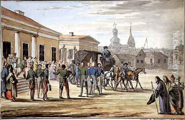 Russian Soldiers Arriving at Krasnoy, 1818 Oil Painting - Anonymous Artist