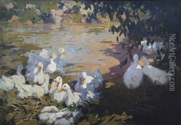 Lake Sceen With Ducks Oil Painting - William Beckwith Mcinnes