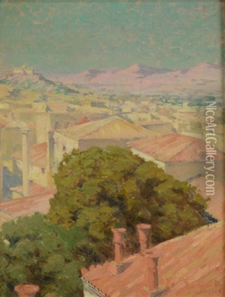 Athens Observatory Oil Painting - Elmer Ellsworth Garnsey
