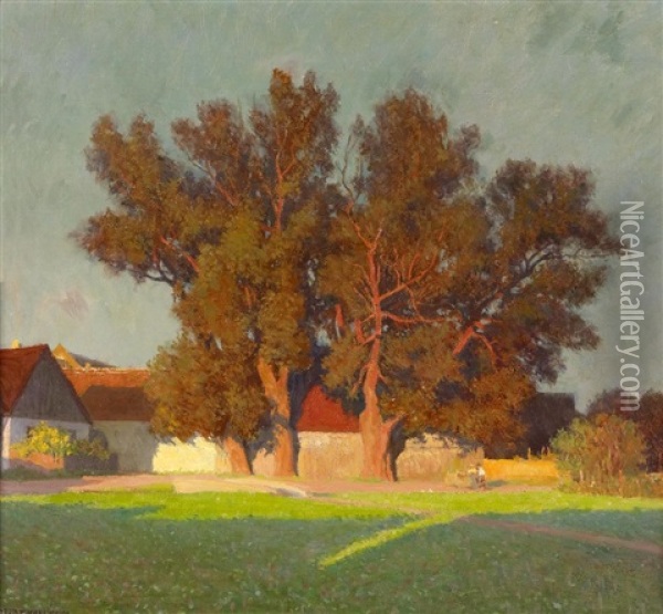 Bauernhof Mit Baumen Oil Painting - Anton Hans Karlinsky