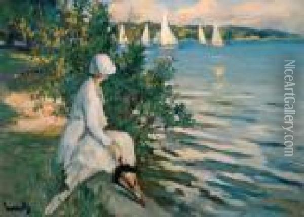 By The River Oil Painting - Edward Alfred Cucuel
