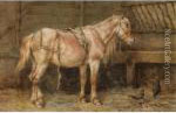 A Horse In A Stable Oil Painting - Willem Carel Nakken