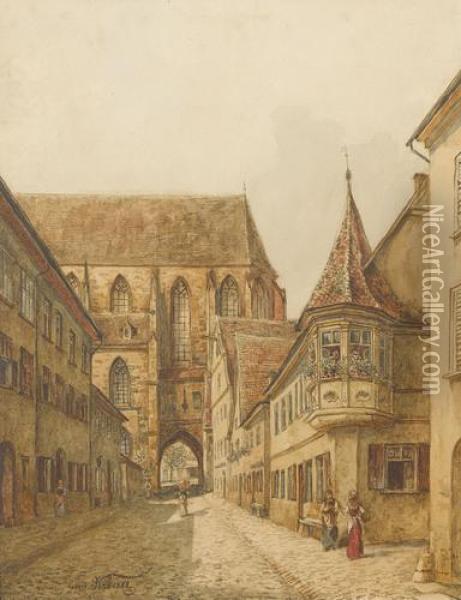 Altstadtpartie Mit Gotischer Kirche Oil Painting - Edmund Krenn