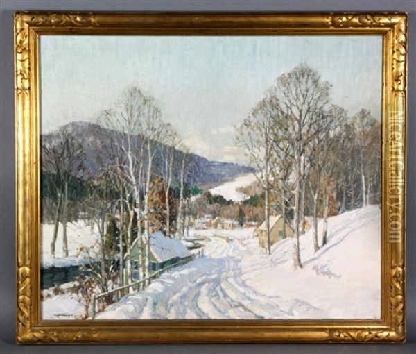 February Morning In New Hampshire Oil Painting - Frederick J. Mulhaupt