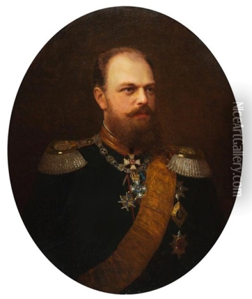 Portrait Des Zaren Alexander Iii Oil Painting - Johann Koeler