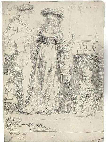 Death appearing to a wedded Couple from an open Grave Oil Painting - Rembrandt Van Rijn