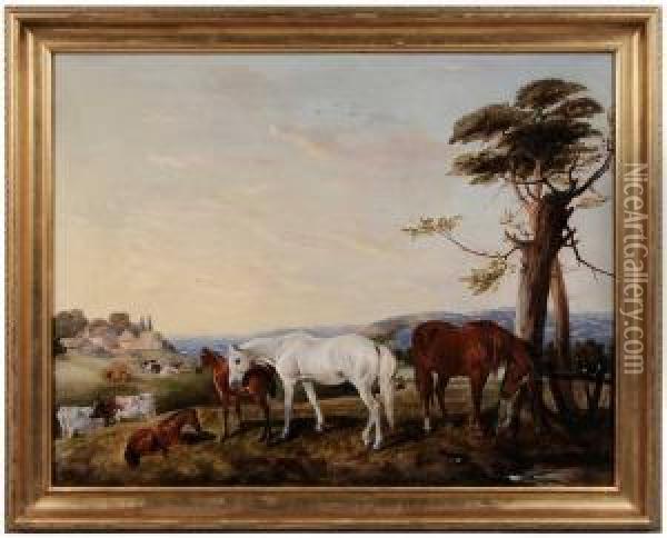 Hunters At Grass In The Badminton Meadows Oil Painting - James Thomas Wheeler