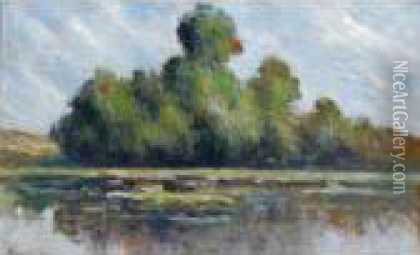 Rolleboise: Banquet D'arbres Au Bord De La Seine Oil Painting - Maximilien Luce
