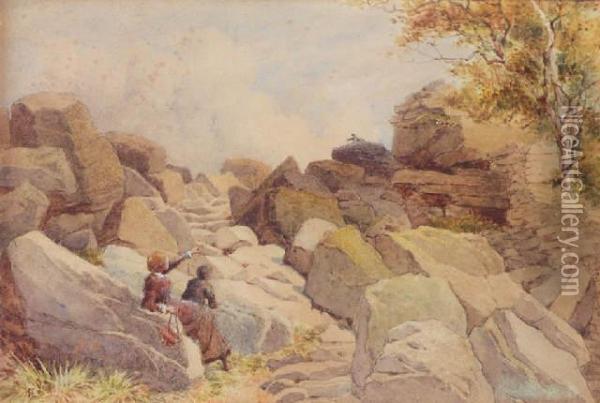 Rocks Oil Painting - Myles Birket Foster