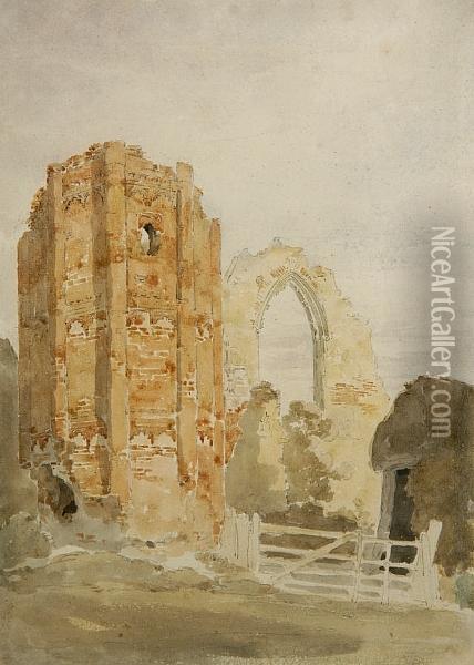 Castle Acre Priory Oil Painting - Thomas Lound