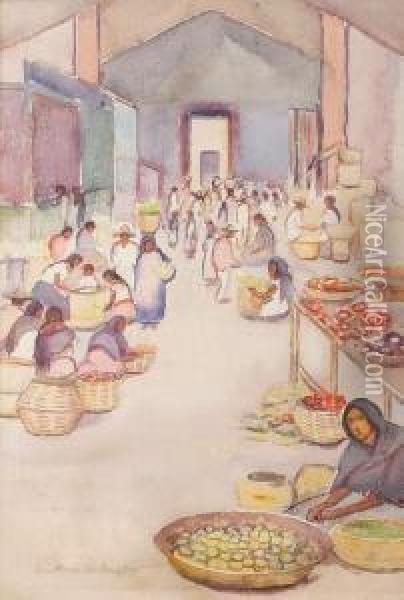 The Market Oil Painting - Donna Schuster