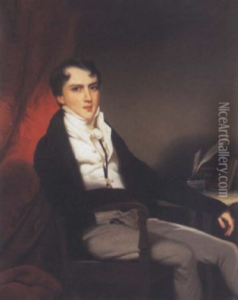 Portrait Of Andrew Stirling At His Desk Oil Painting - George Chinnery