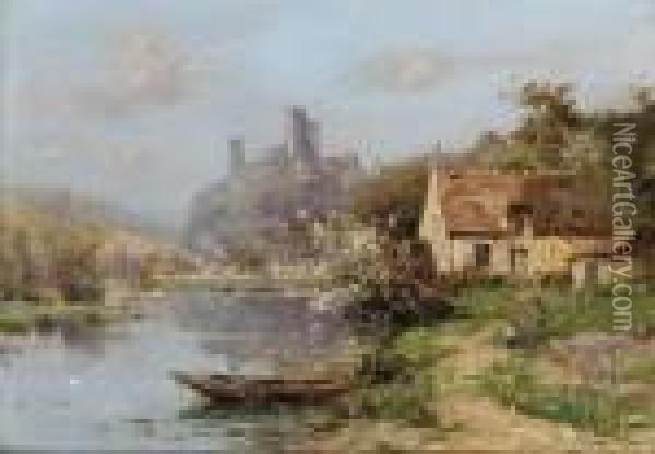 A French River Landscape Oil Painting - Maurice Levis